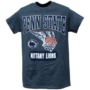 heather navy short sleeve t-shirt with Penn State Nittany Lions with basketball & hoop